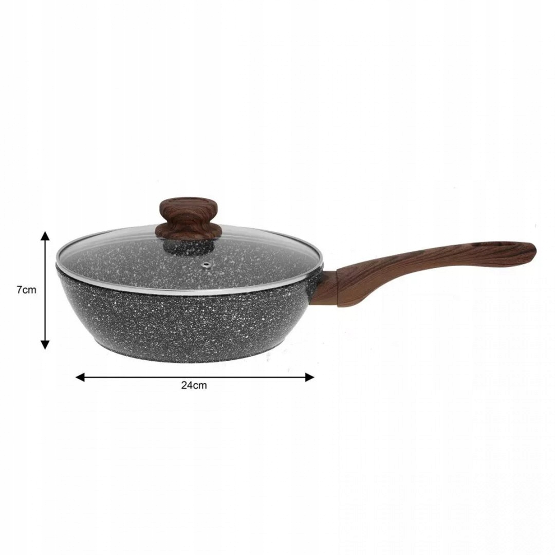 WOK GRANITOWY 24cm GRANIT WOOD KINGHOFF KH-1583 Typ powłoki marmurowa