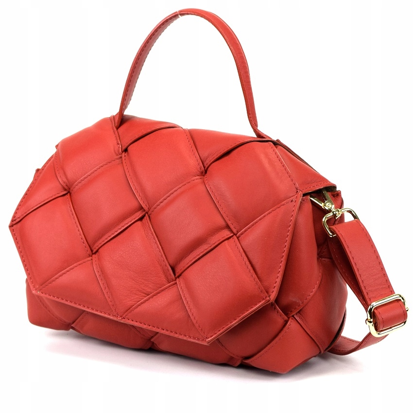 WŁOSKA TROREBKA SKÓRA PLECIONA CZERWONA LUX 779E Marka Massimo Connti