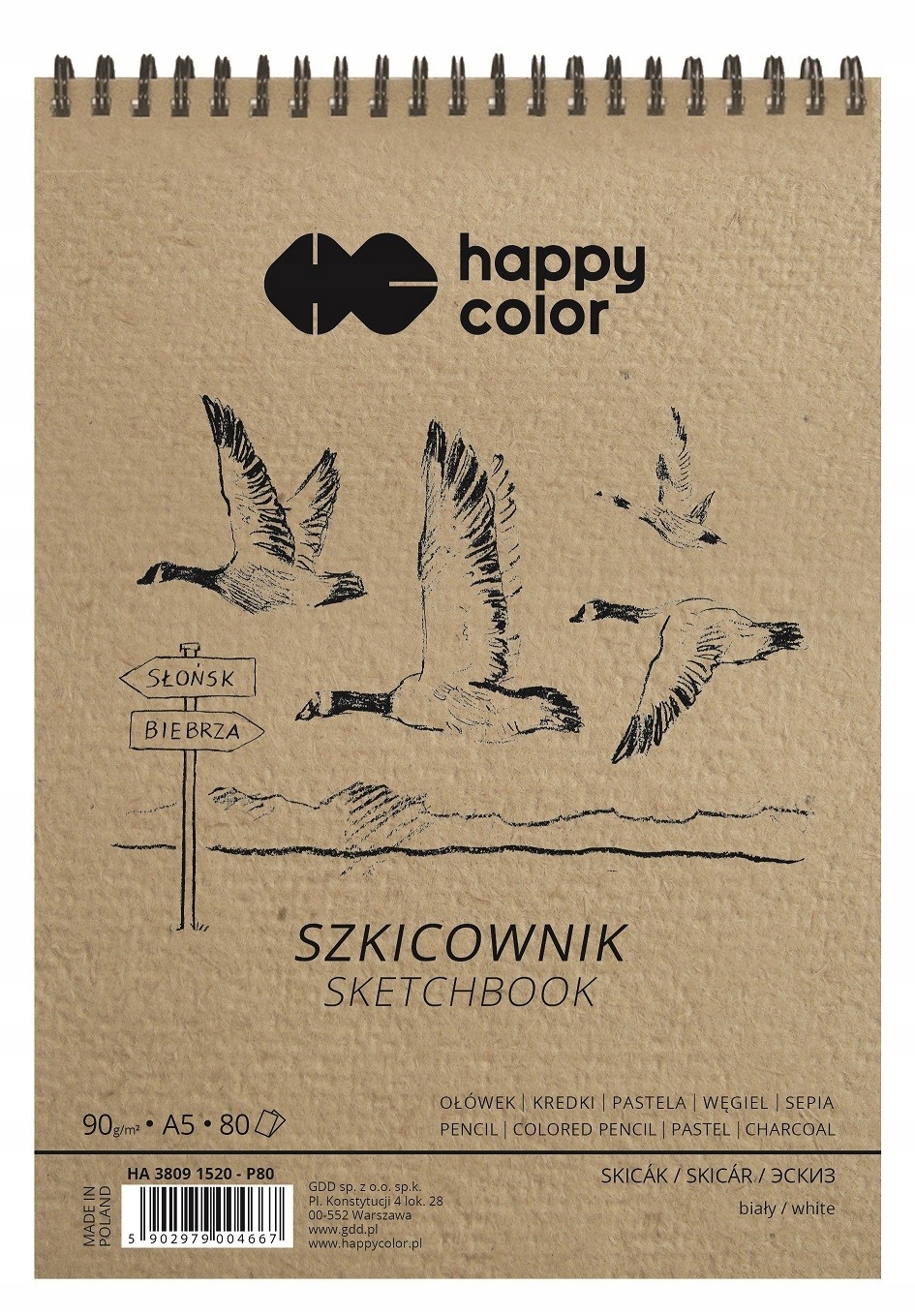 

Szkicownik na spirali A5/80 ark, 90g, Happy Color
