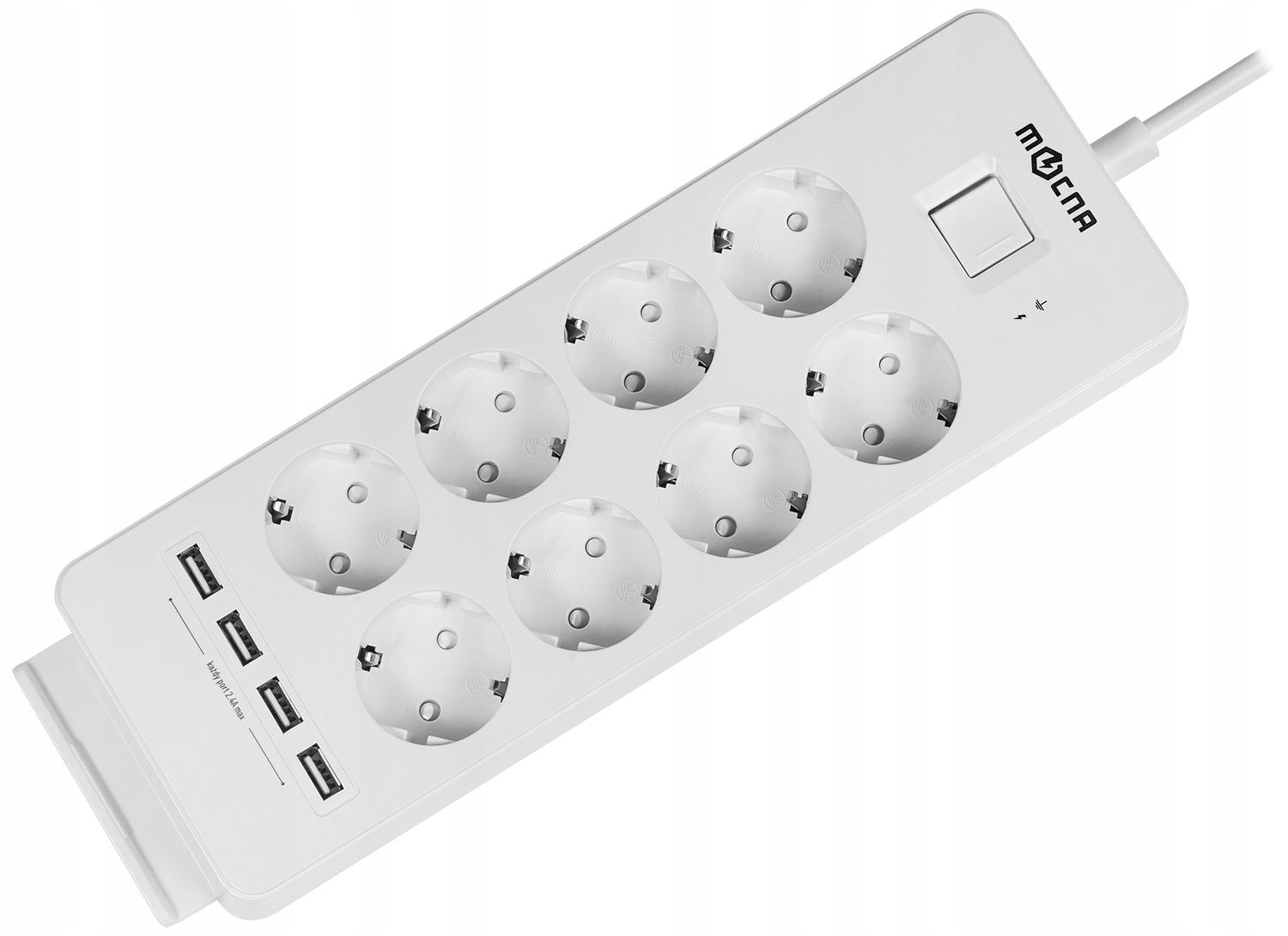 

Mocna Listwa zasilająca Przedłużacz 8 Gniazd 4 Usb