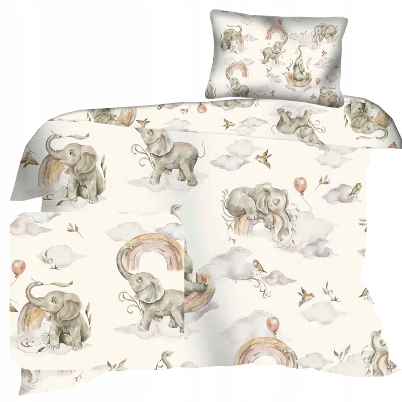 

Pościel jasna beżowa w słonie tęcze 60x120 cm