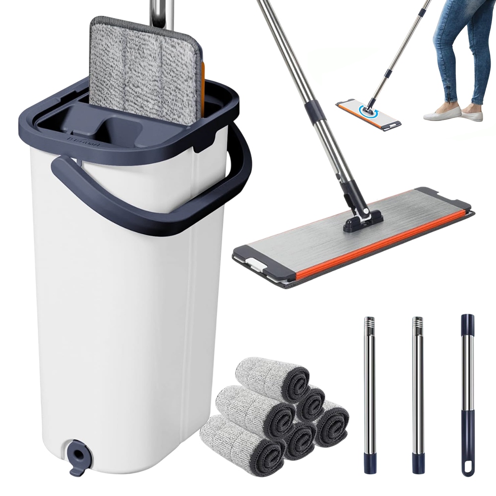 Levně Plochý Mop S Dvoukomorovým Kbelíkem Se Ždímačem Stepy Intense Flat