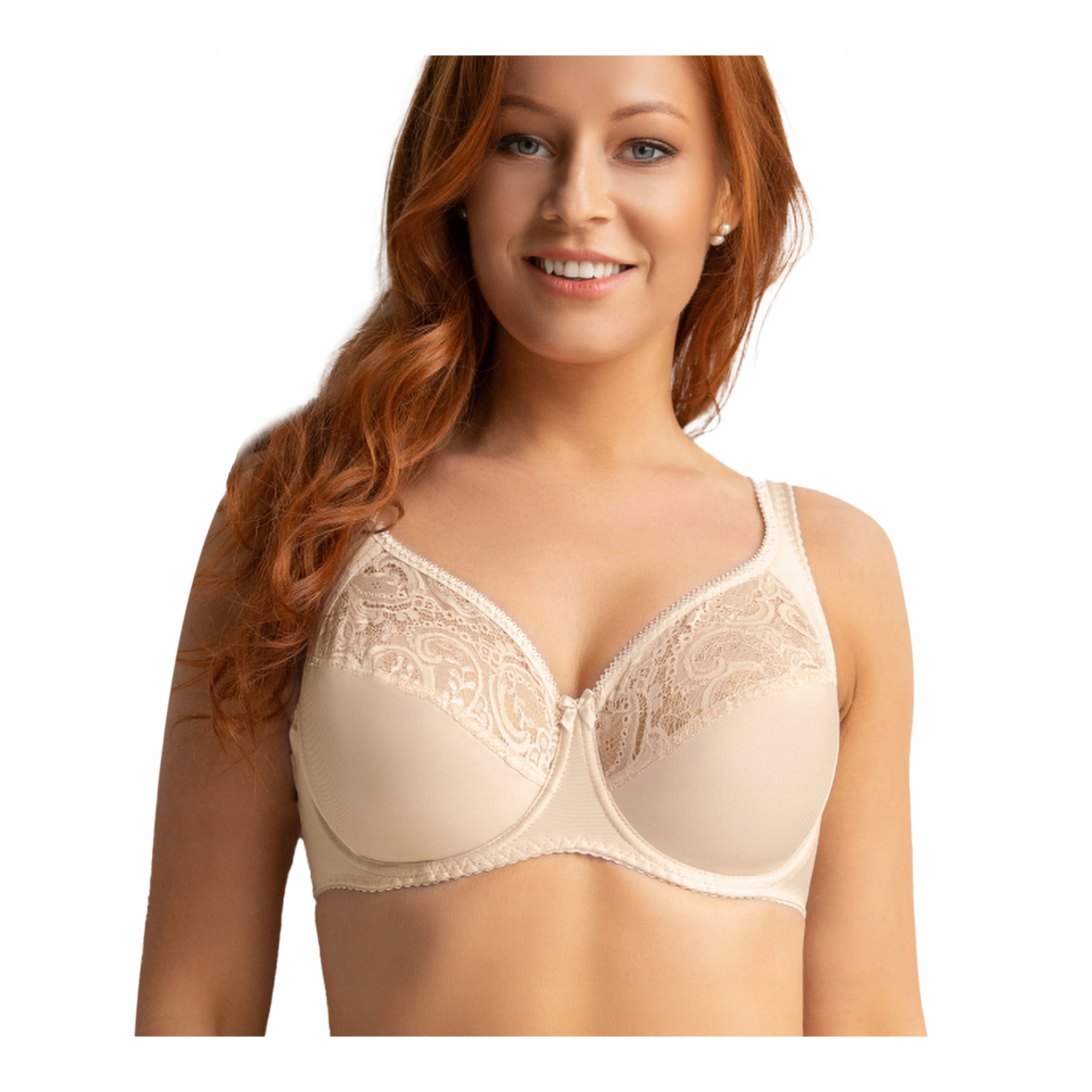 Měkká dámská podprsenka pro velké poprsí s širokými ramínky béžová Kleo 75F