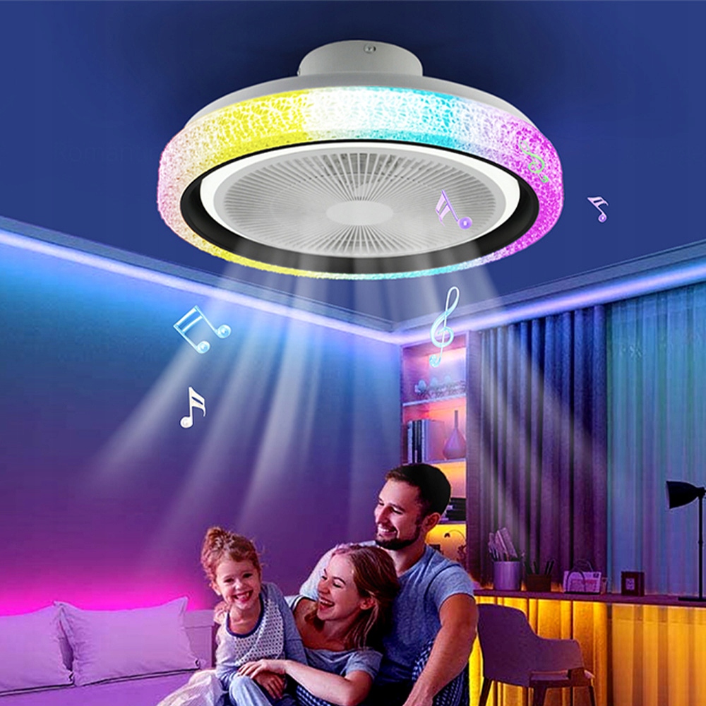 stropní svítidlo Led 64W Rgb s ventilátorem a dálkovým ovládáním, stmívatelný lustr