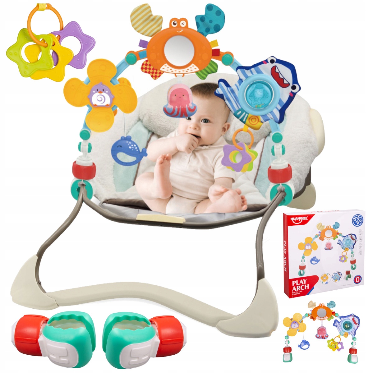 Pałąk Łuk z Zabawkami Mocowany do Łóżeczka Wózka Zwierzątka Uniwersalny Stan opakowania oryginalne