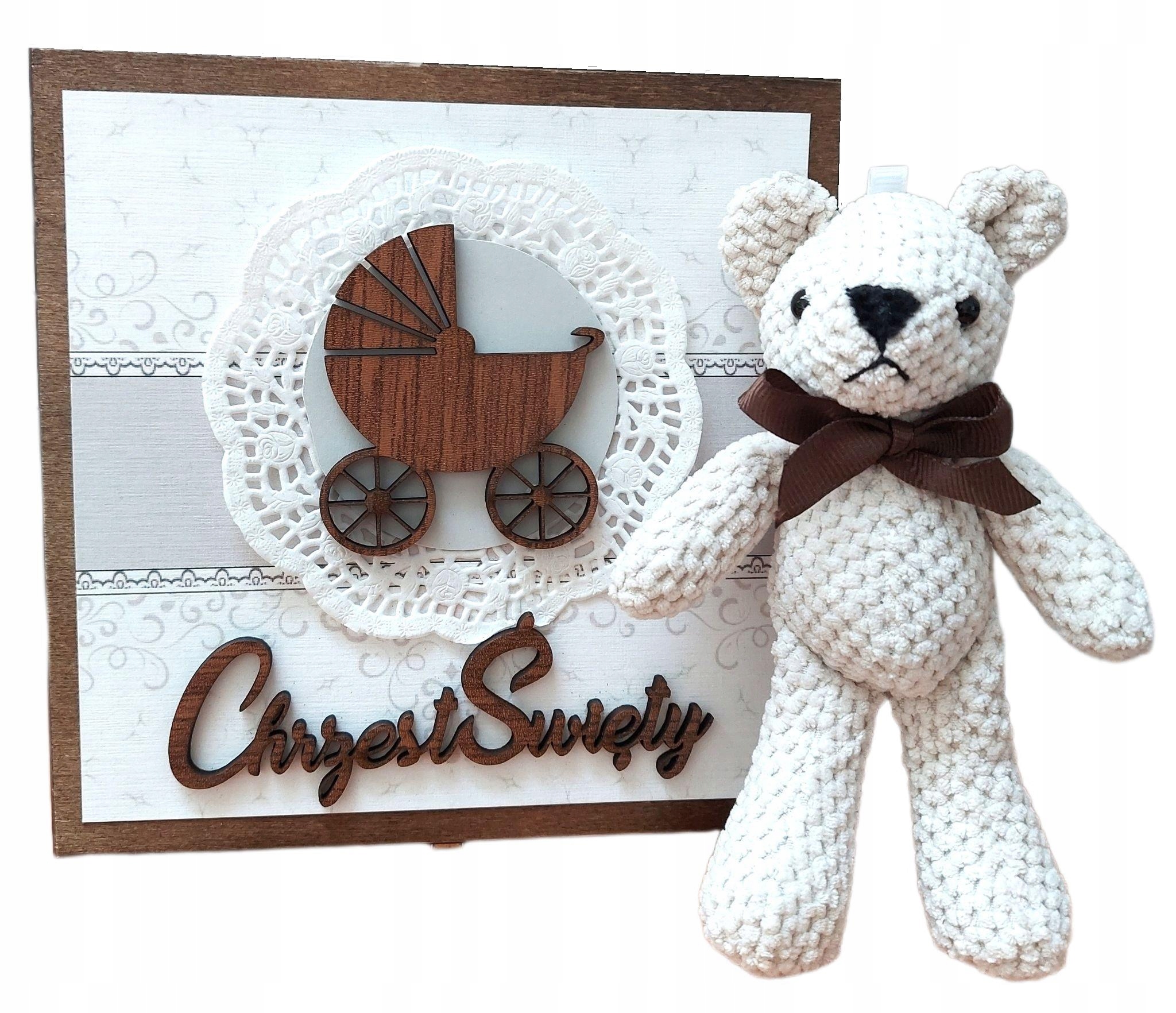 

Pamiątka Chrztu z misiem Komplet Chrzest