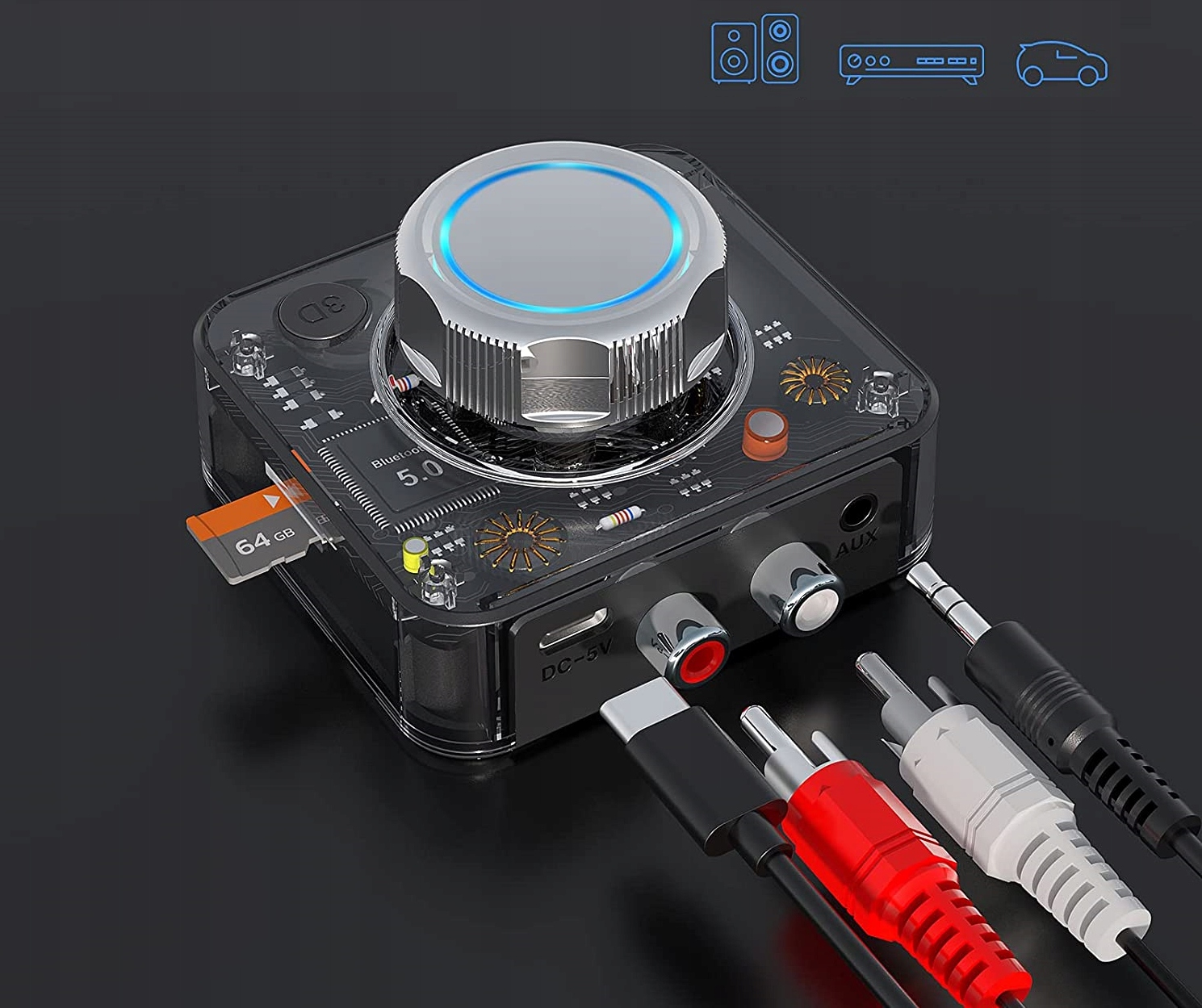 ADAPTER ODBIORNIK BLUETOOTH 5.0 AUX RCA CINCH JACK Marka bez marki