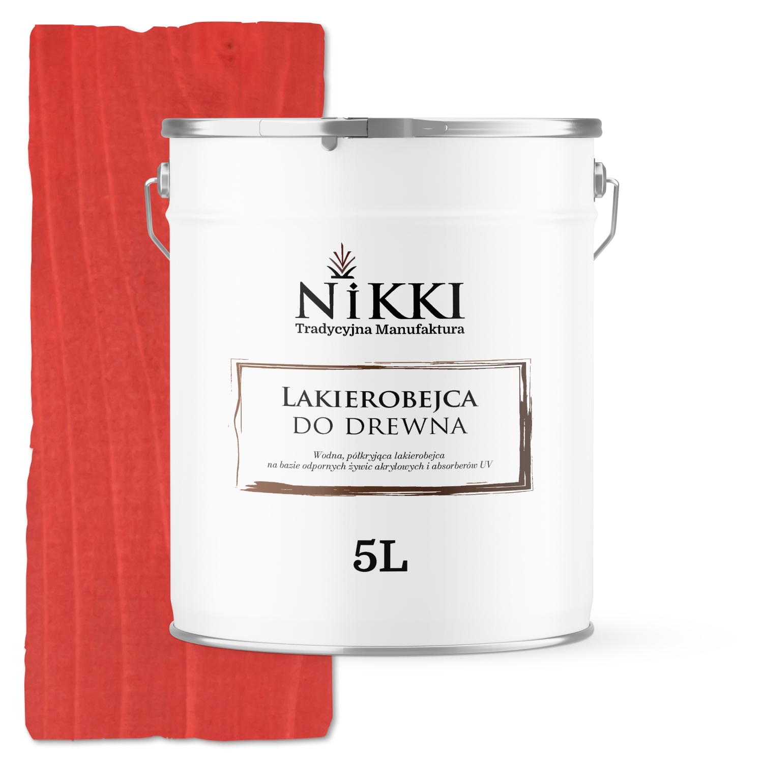 Laková Farba Na Drevo 3V1 Extra Lazúra Červená Polomatná 5L Ochranná Uv