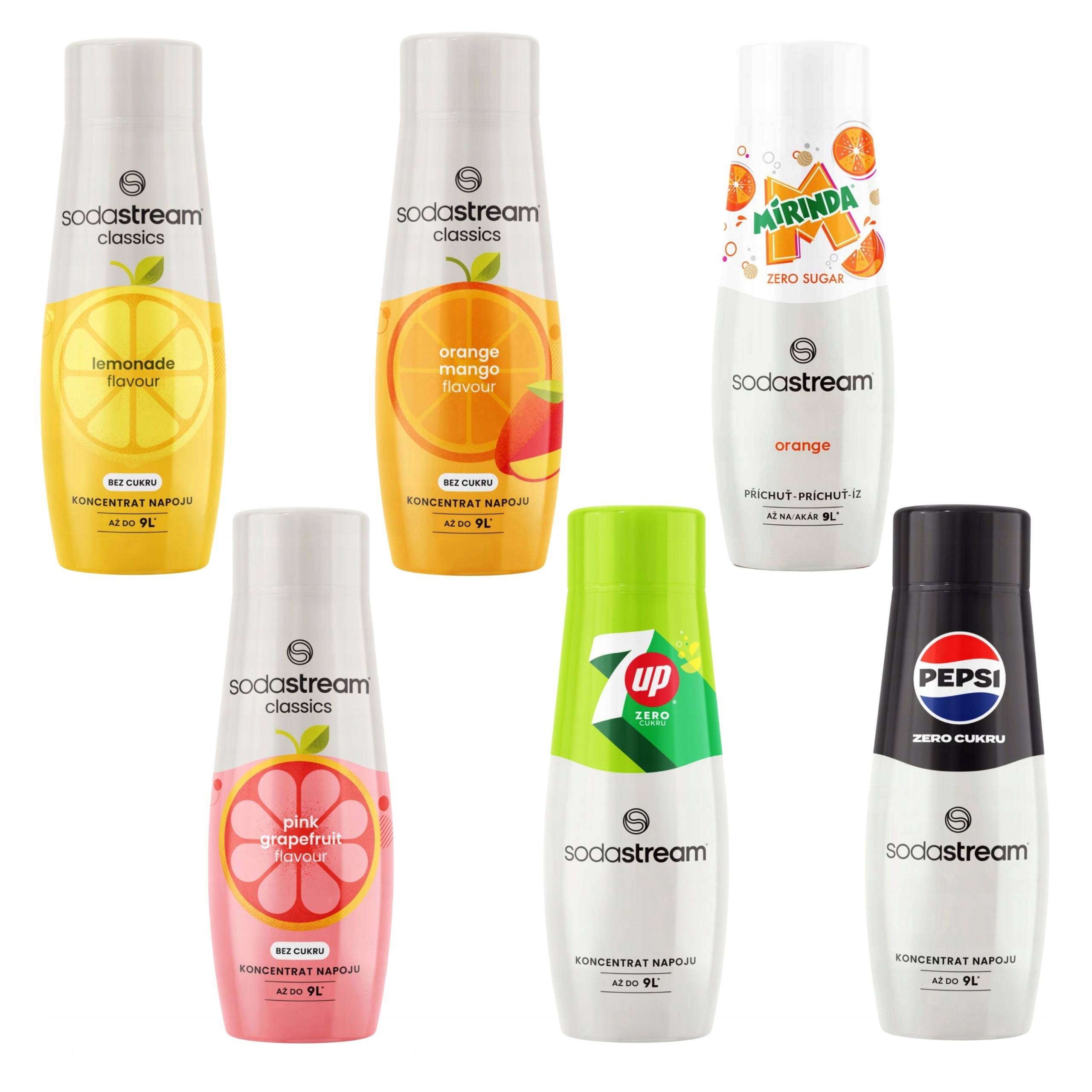 Levně Sirup Sodastream Pepsi Max, 7UP Free, Mirinda Nula, Mango, Grapefruit, Lemon