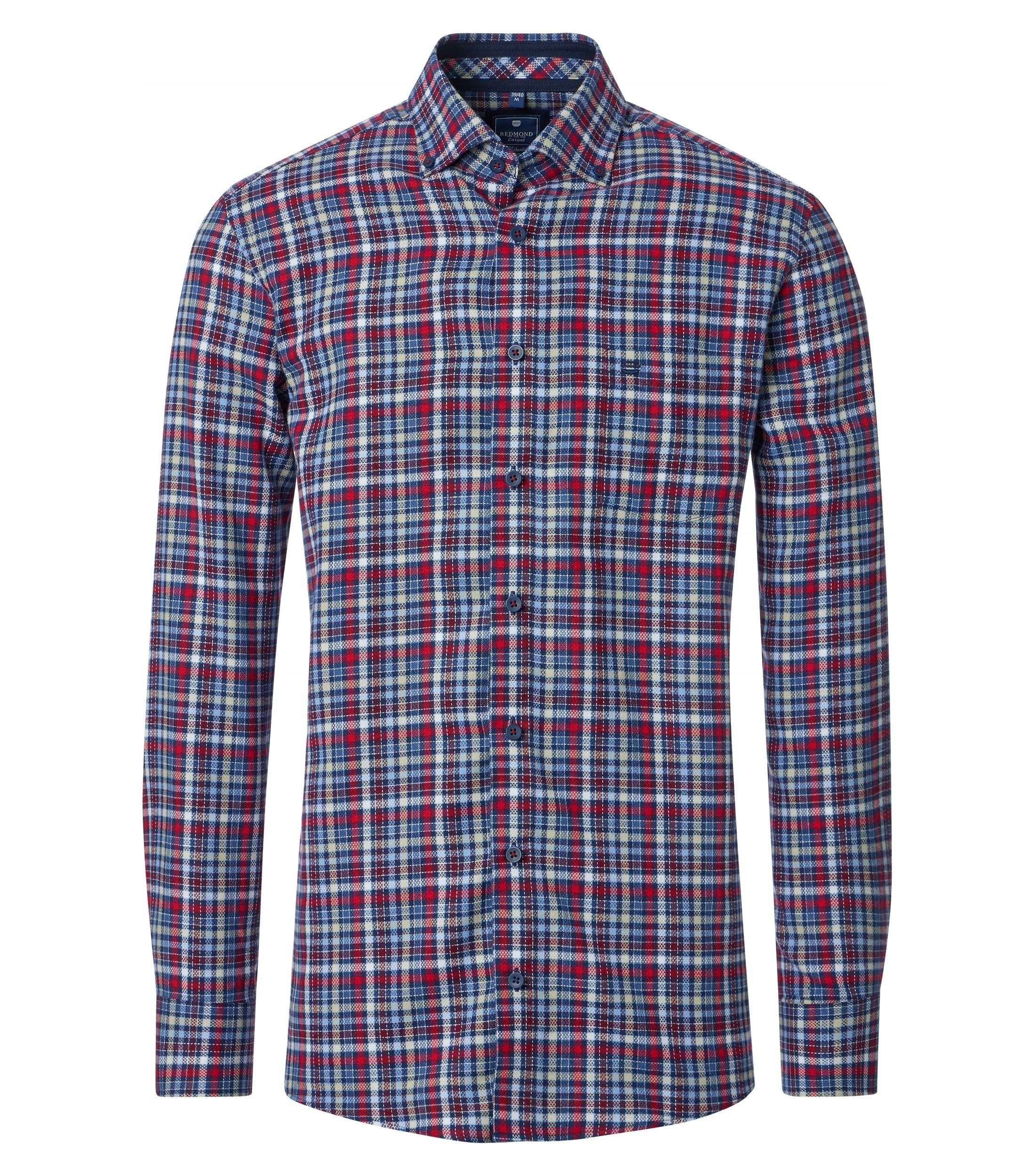 Redmond Velké Rozměry Košile Casual Dlouhý Rukáv Červená Mřížka 6XL 182 cm