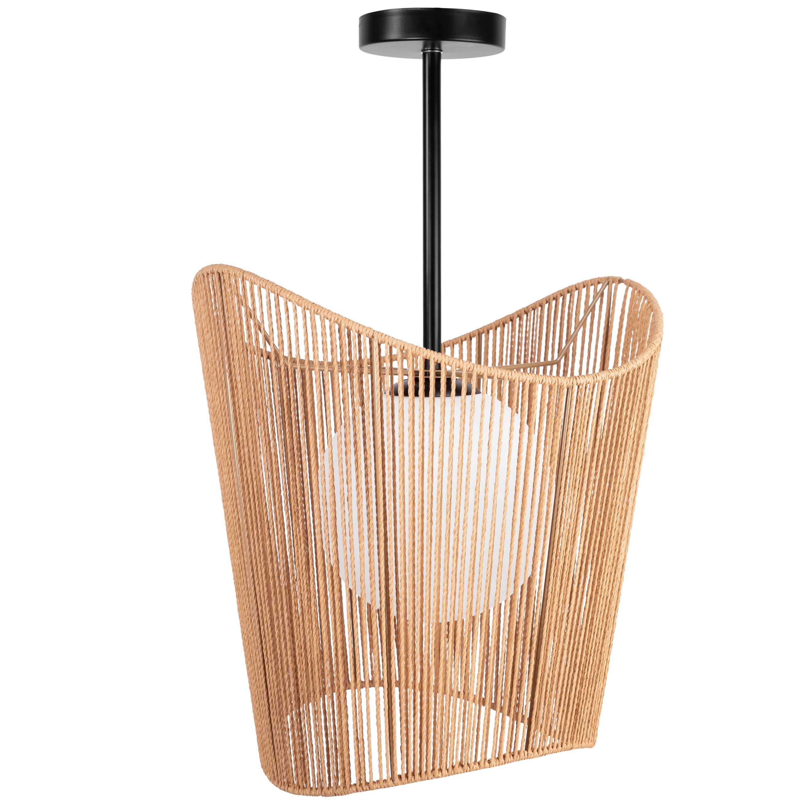 Závesná Stropná Lampa Bambusová Jutová Šnúra Boho Natural