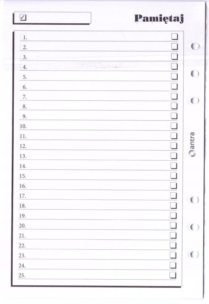 WKŁAD DO ORGANIZERA A5 PAMIĘTAJ ANTRA, ANTRA