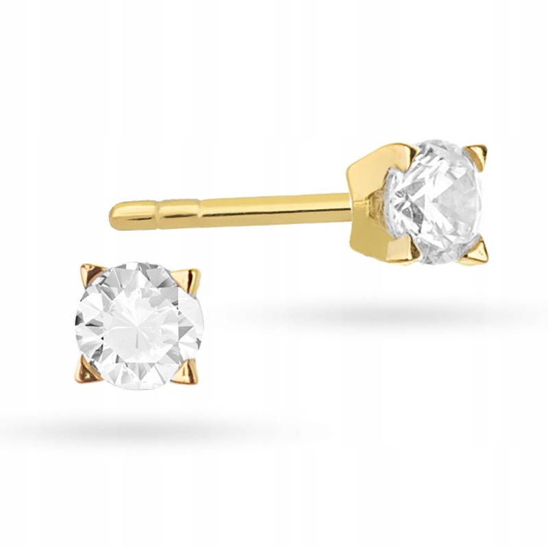 Klasické Zlaté Náušnice ryzost 585 se Zirkony 14k