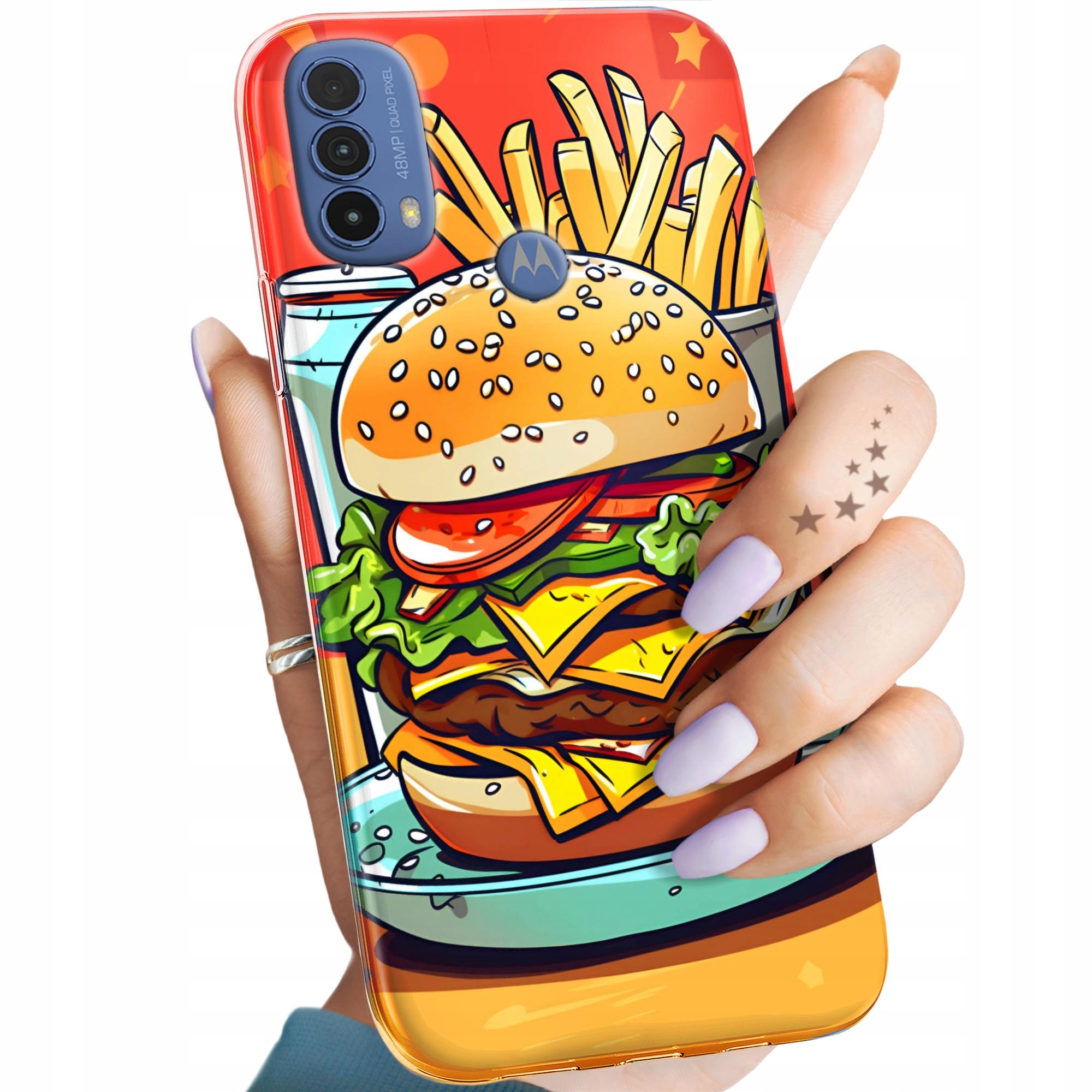 Etui Do Motorola Moto E30 E40 Hamburger Burgery Fast-food Jedzenie
