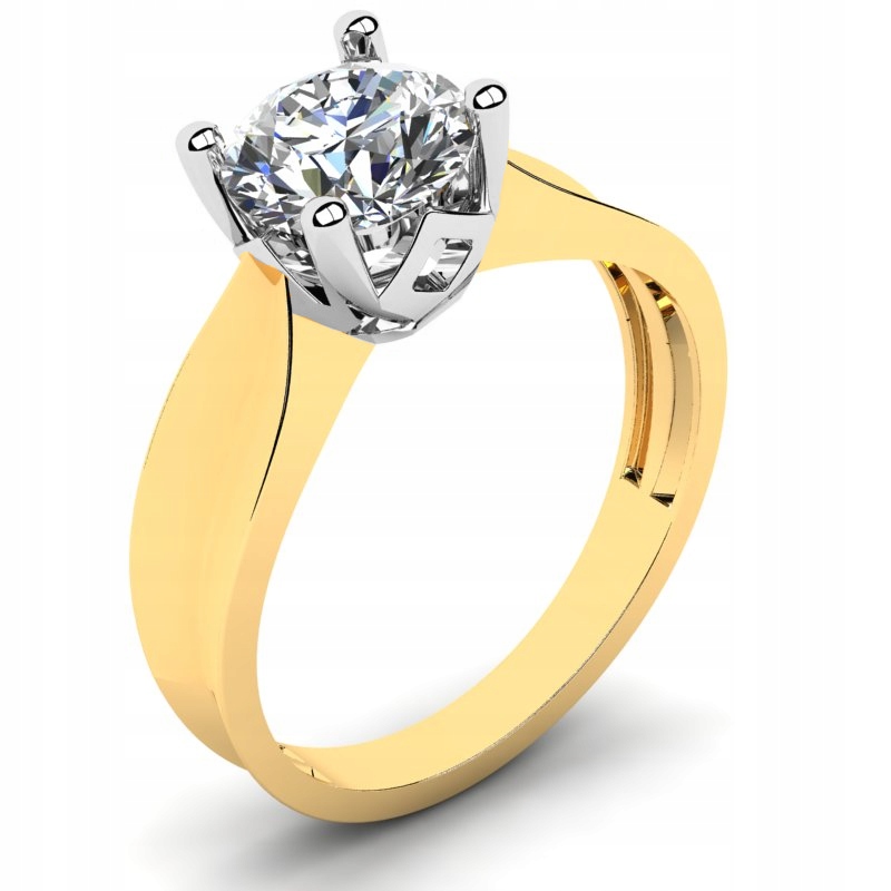 

Pierścionek Złoty Klasyczny Z Białym Topazem 1,30C