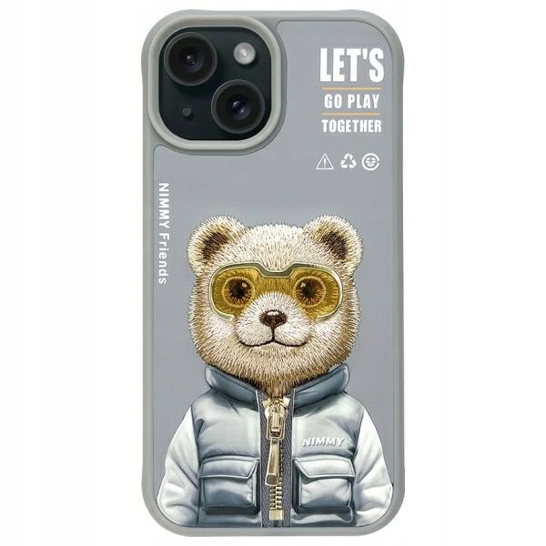 Etui Nimmy Cool&Cute 2. 0 Bear do iPhone 15 szare Nimmy