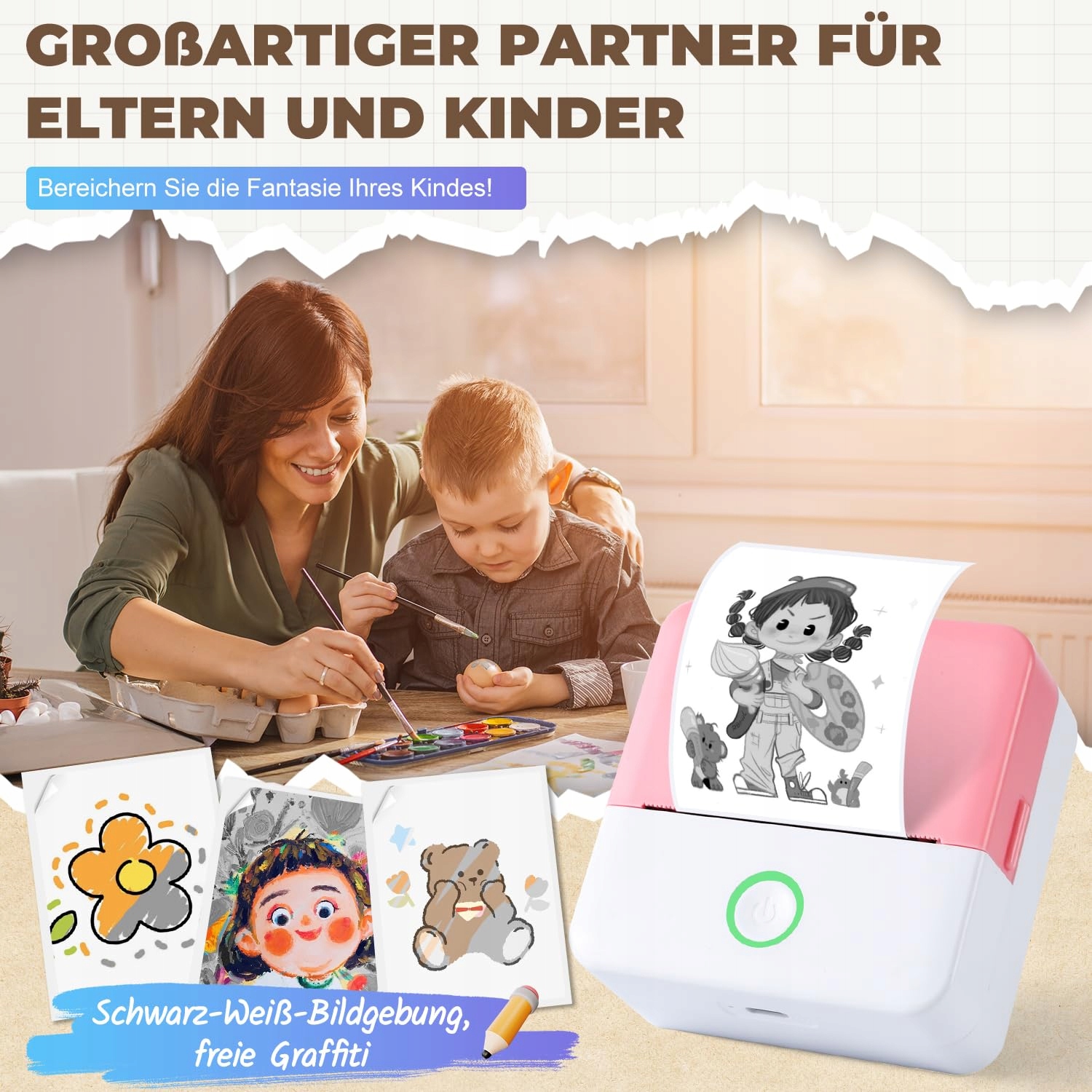 PRAOAHEI Mini Drukarka Termiczna Bluetooth Do Zdjęć i Notatek Różowa — miniatura 3