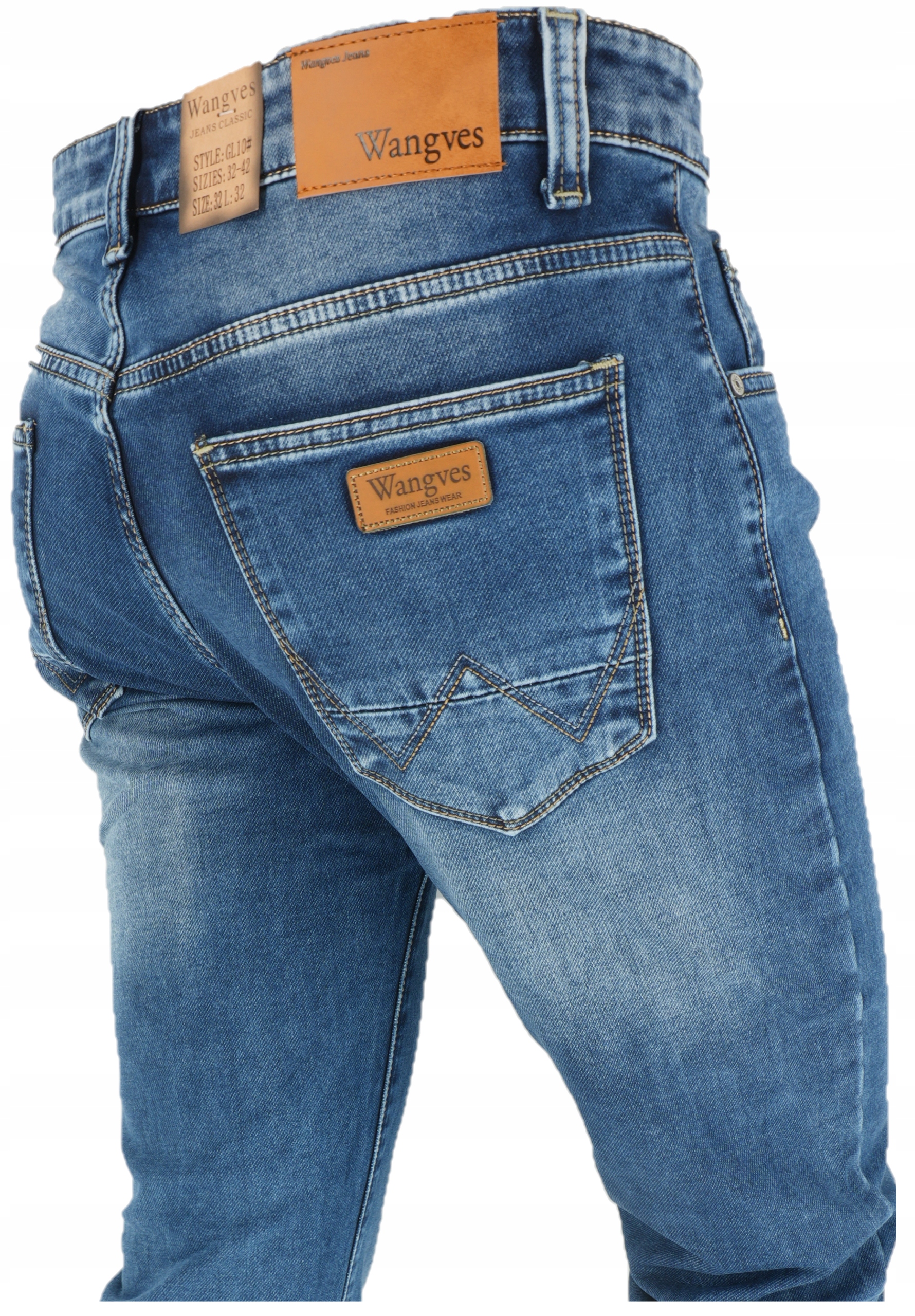 Spodnie Męskie Prosta Nogawka Przetarte Jeansy L32 W34