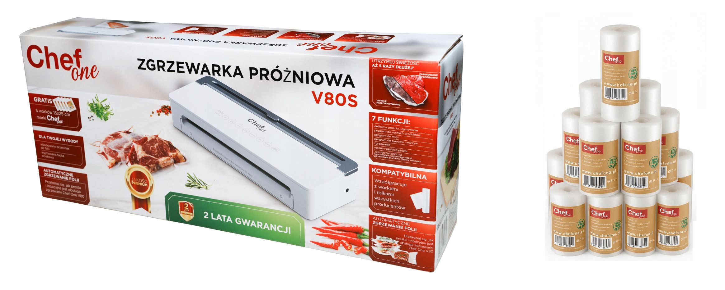 Chefone V80S vakuová svářečka potravin 90 metrů Fólie!