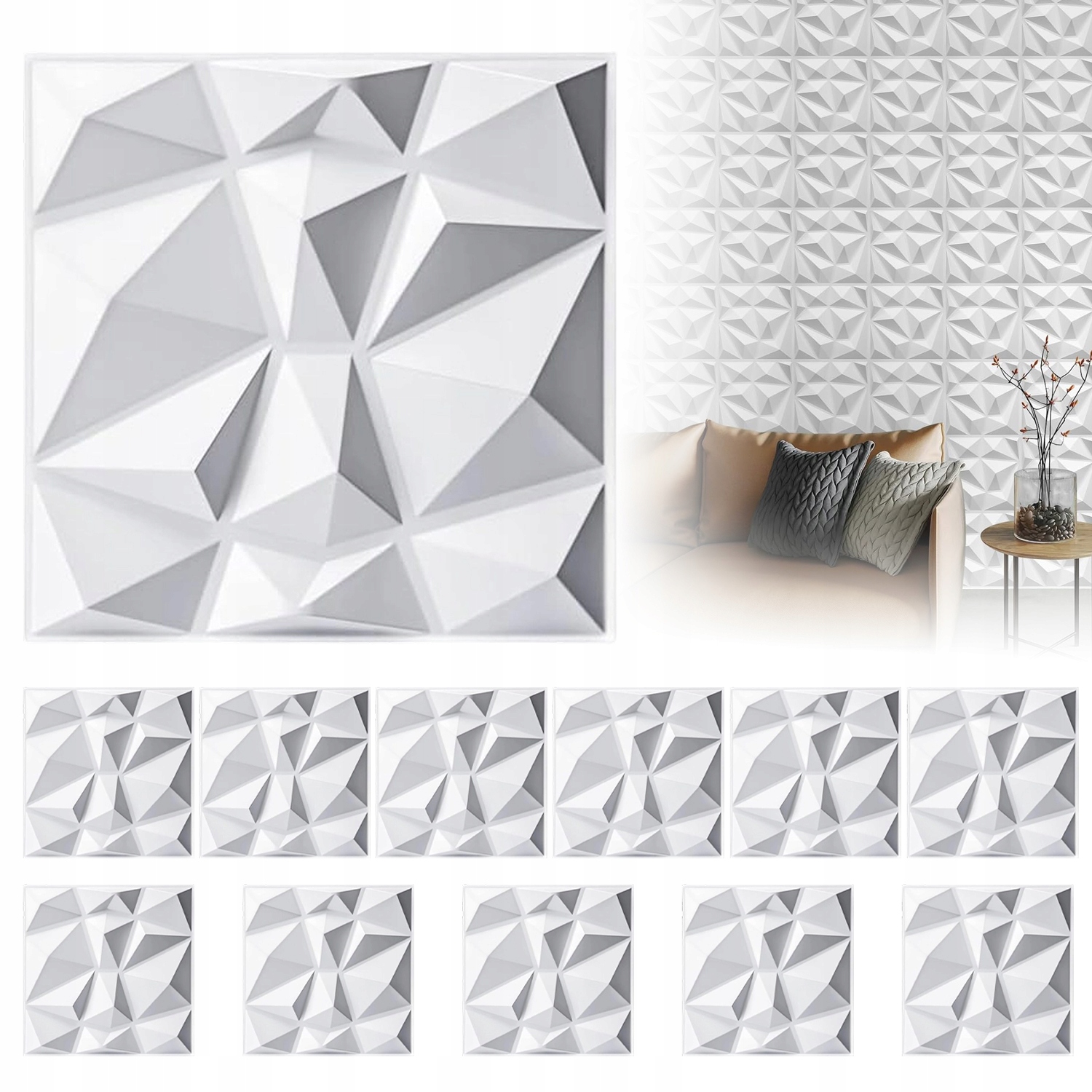 3D Stěnové Panely 12 Kusů Pvc Dekorativních Pro Obývací Pokoj A Ložnici