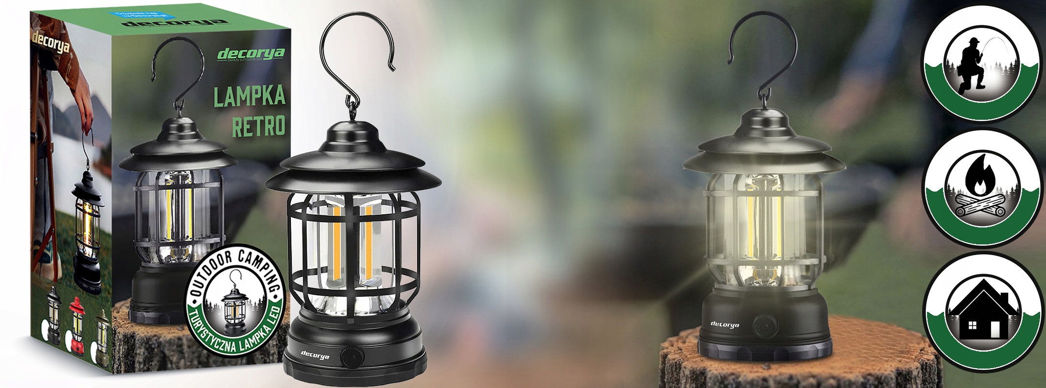 LAMPA AKUMULATOROWA RETRO LATARKA COB USB-C UCHWYT Model LAMPKA RETRO