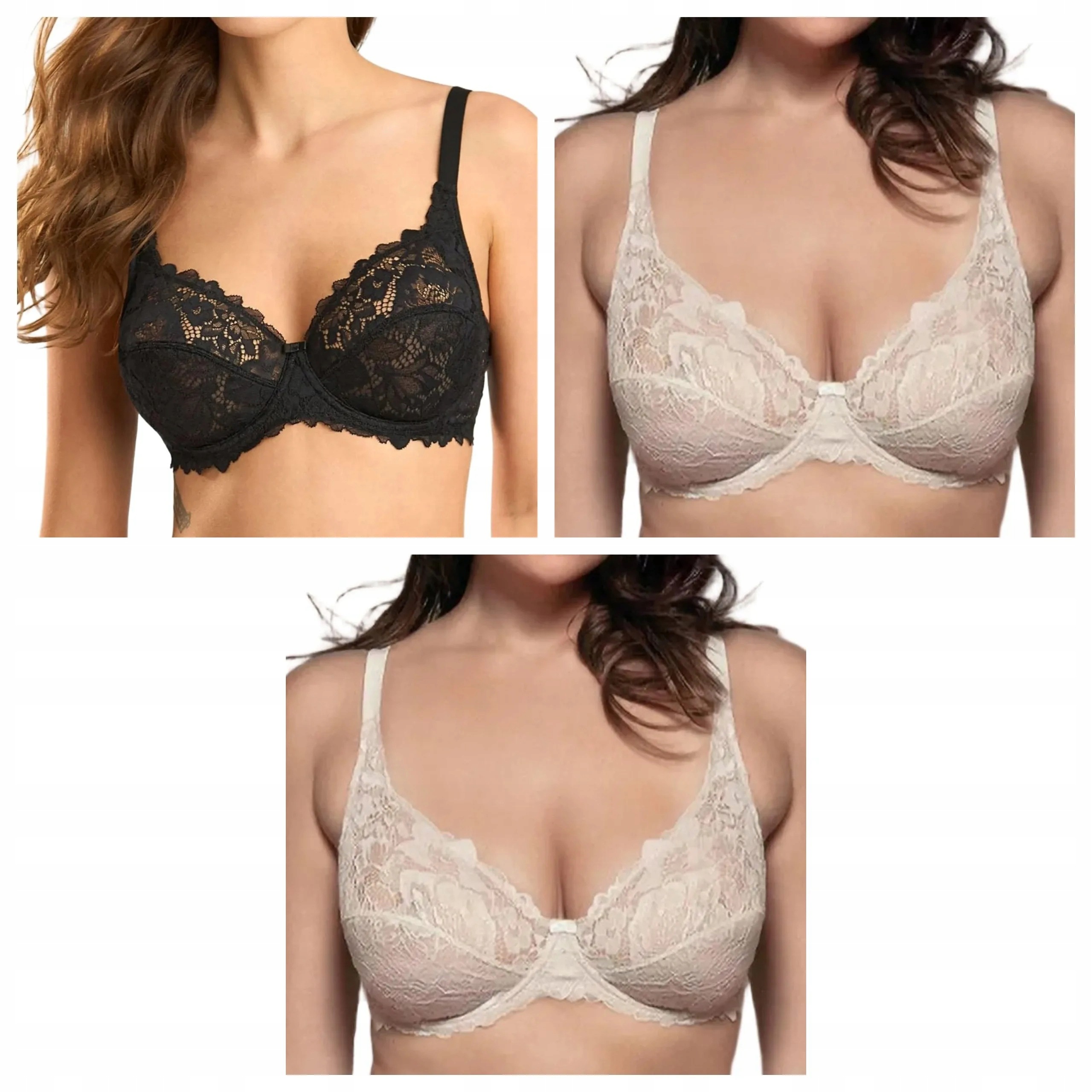 3x měkká krajková podprsenka Lormar Curvy 400L 2x ecru černá 85B