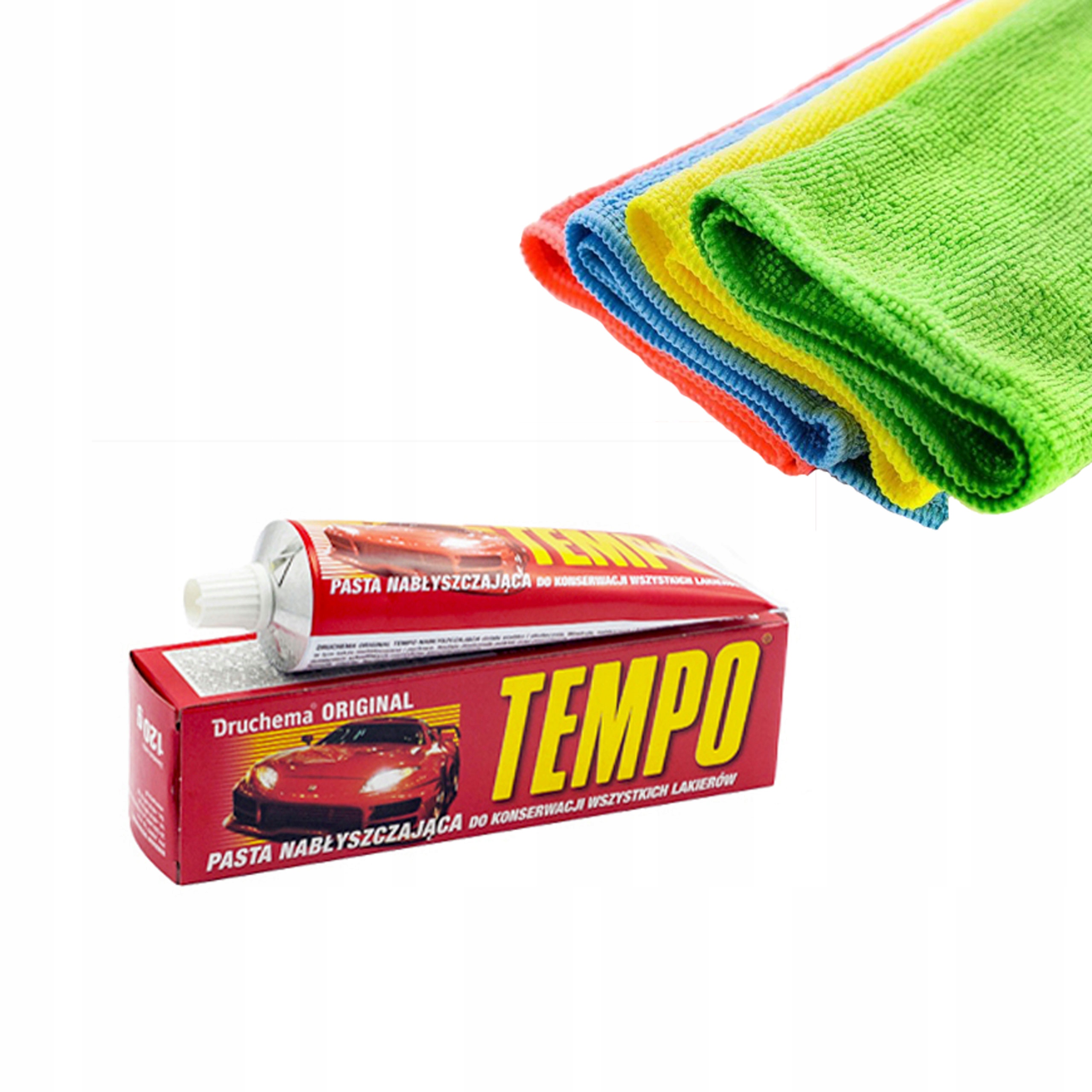 Zestaw do polerowania TEMPO PASTA NABŁYSZCZAJĄCA 120g + ZESTAW ŚCIERECZEK Z