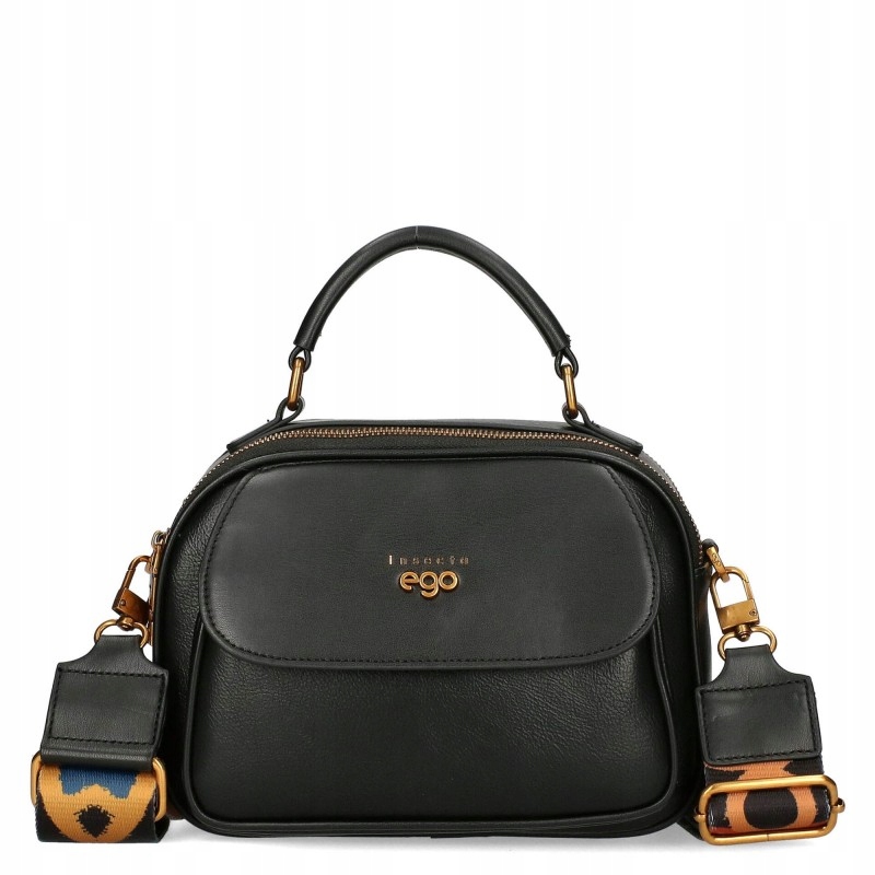 Ego Dámská kabelka Malá dvoukomorová Bulka Černá 2 proužky Ekokůže