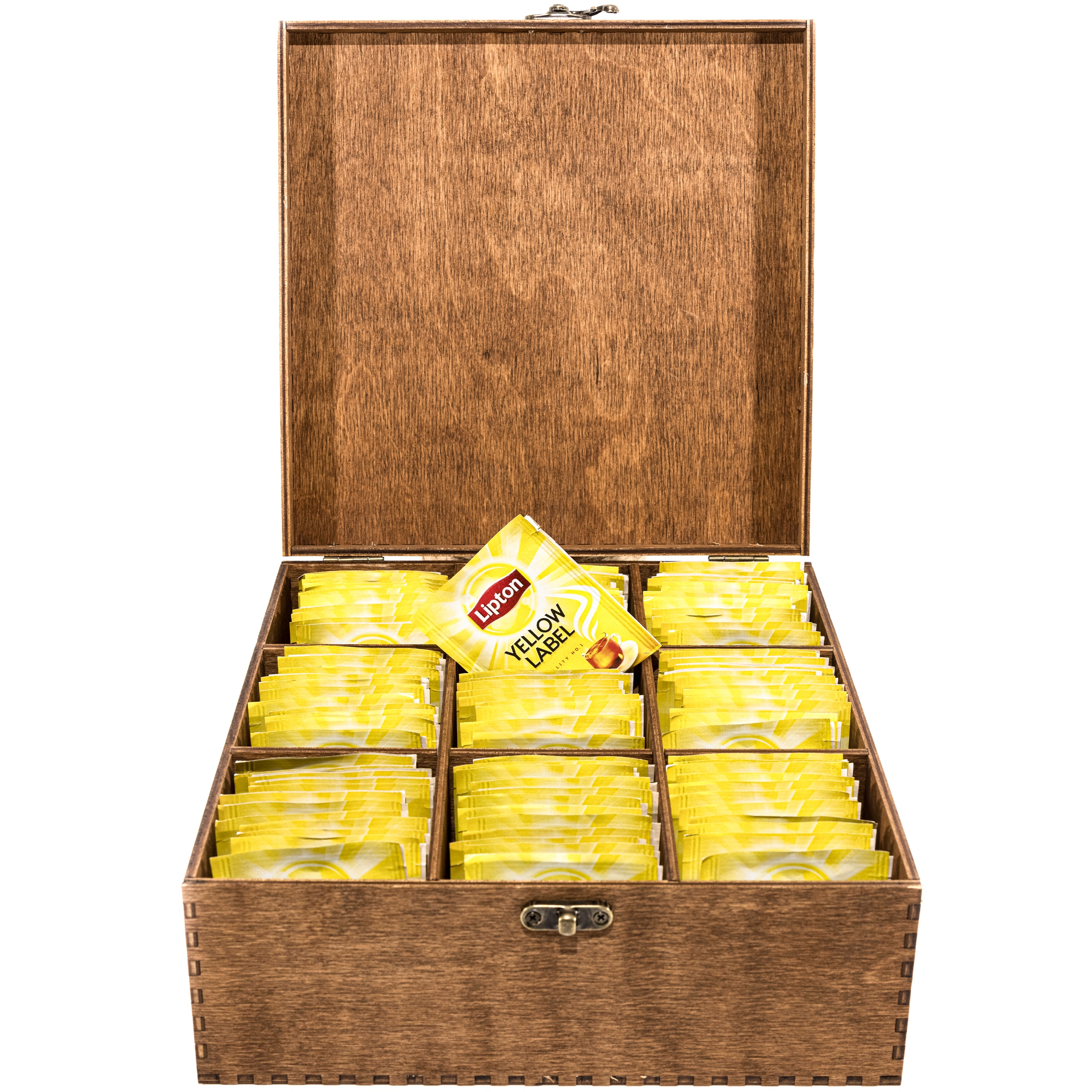 POJEMNIK DREWNIANY NA HERBATĘ teak 9 przegród Linia Pudełko NA HERBATĘ 9 HERBACIARKA