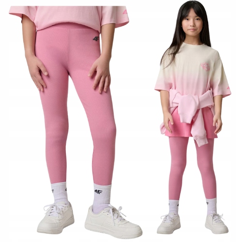 4F legginsy dziecięce klasyczne bawełna różowy