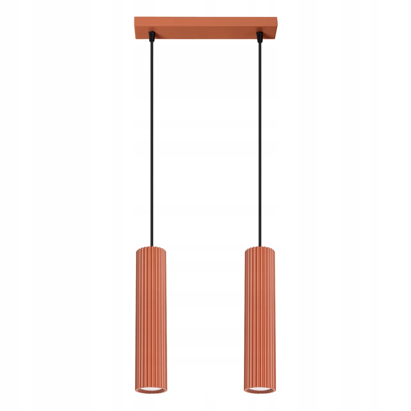 Dvojitá závesná lampa s červenými vrúbkovanými tubami 30 cm nad stôl a ostrov Sollux