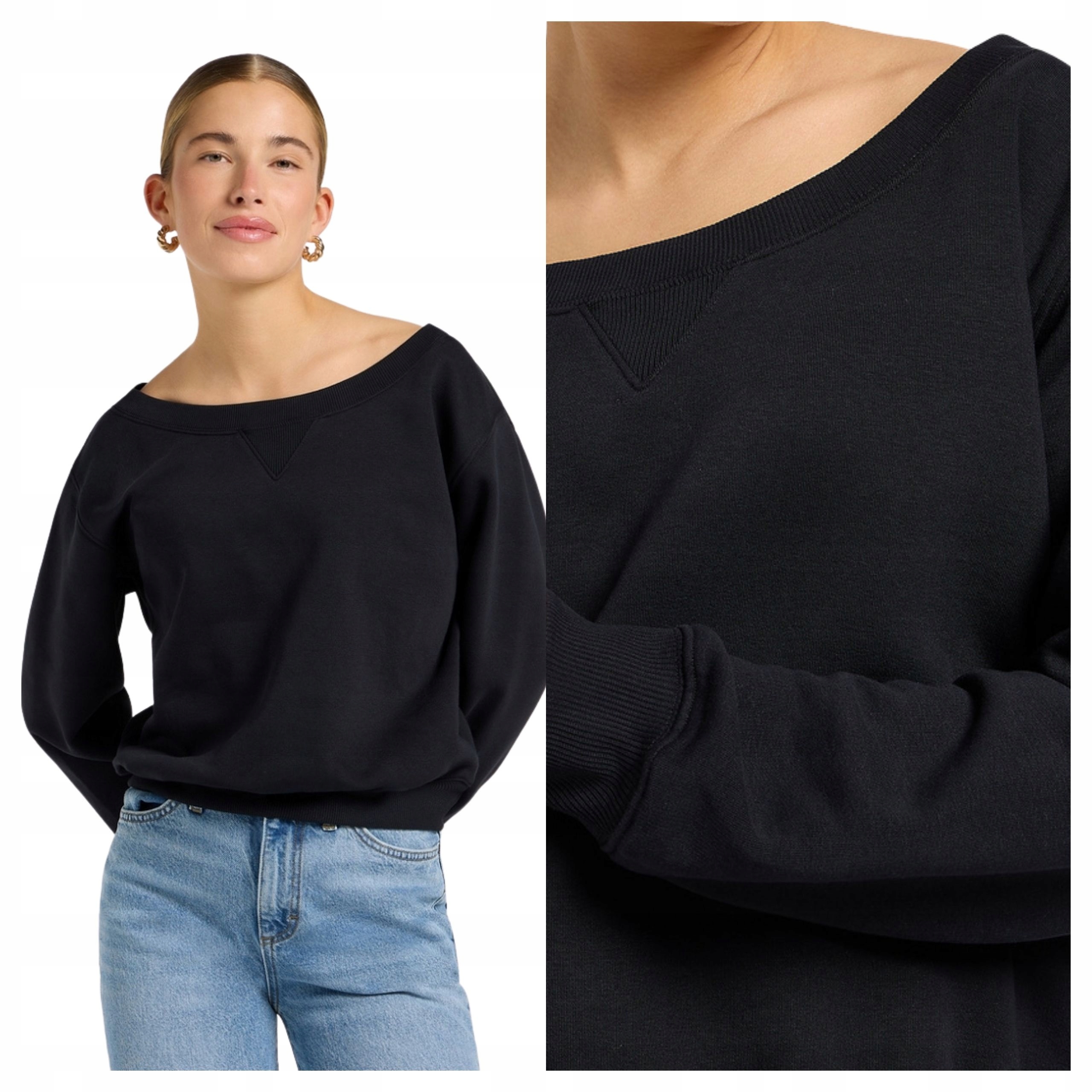 Mikina Lee Off Shoulder Sws Černá Bavlněná Casual S