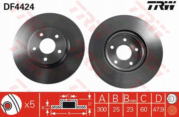 Tarcza hamulcowa TRW PRZÓD VOLVO C30 C70 S40 V40 (300x25mm) FORD FOCUS C-M Liczba tarcz w ofercie 1