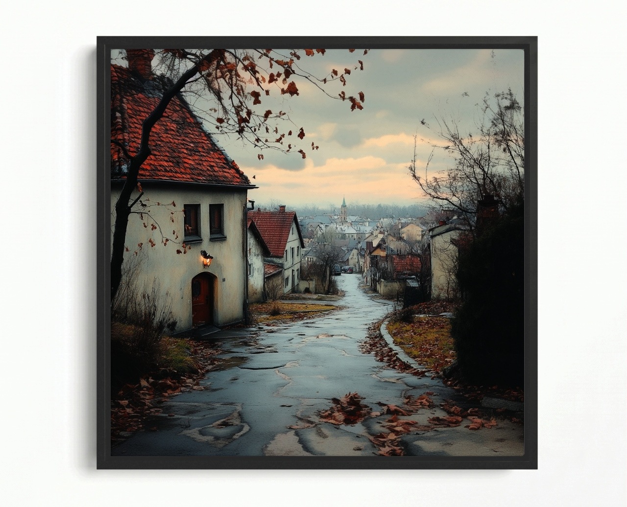 Obraz Rám American Box Staré Městečko Ulička Podzim Melancholie 40x40
