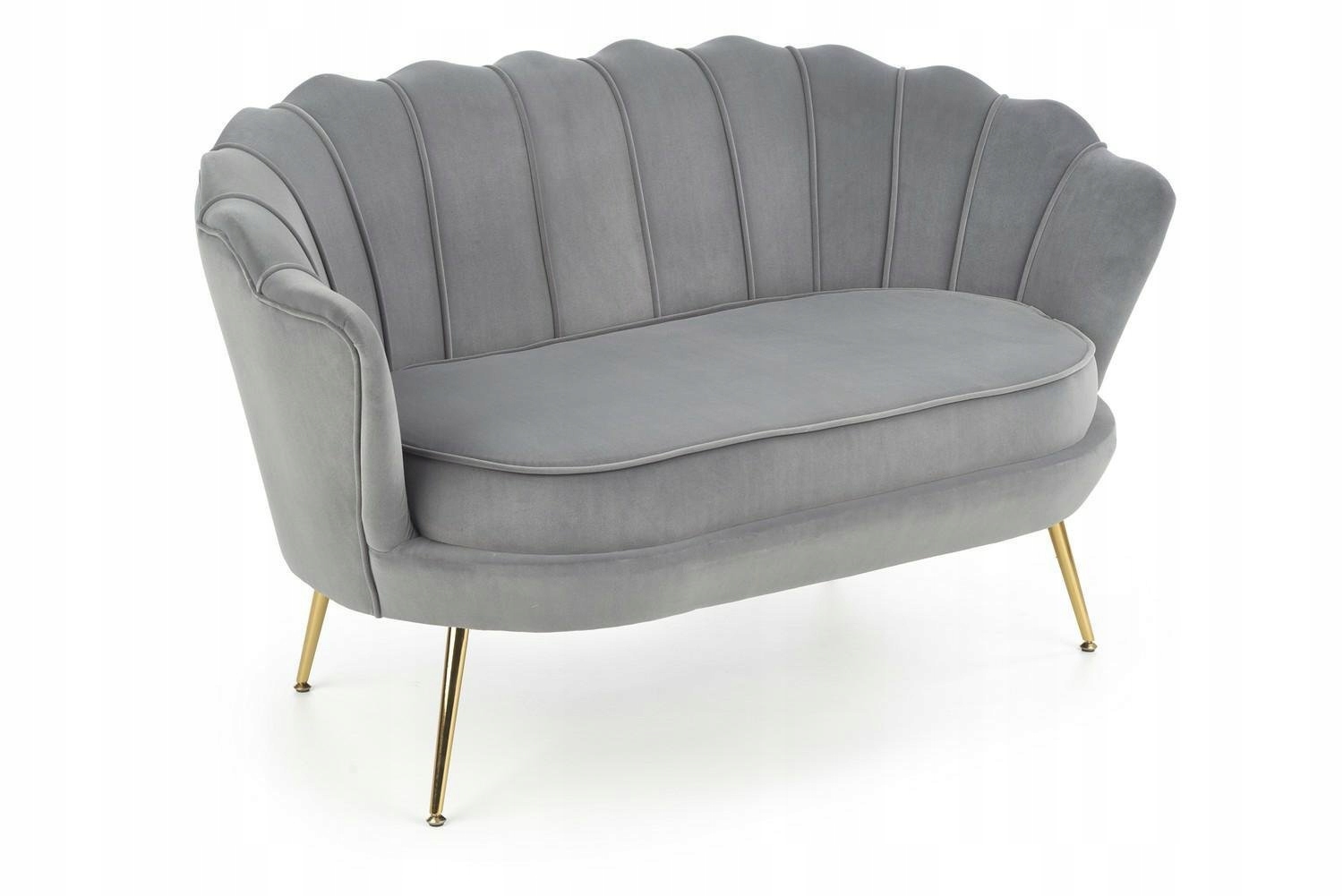 Sofa Muszelka Florecja szara Aksamitne Obicie 131x77x77 cm