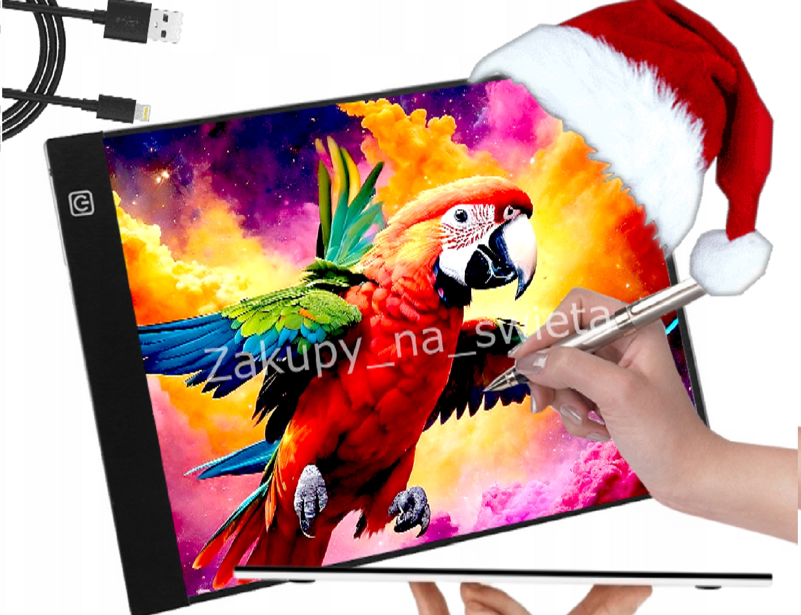 TABLET GRAFICZNY TABLICA kreślarska do kreślenia deska LED ZESTAW NA ŚWIĘTA