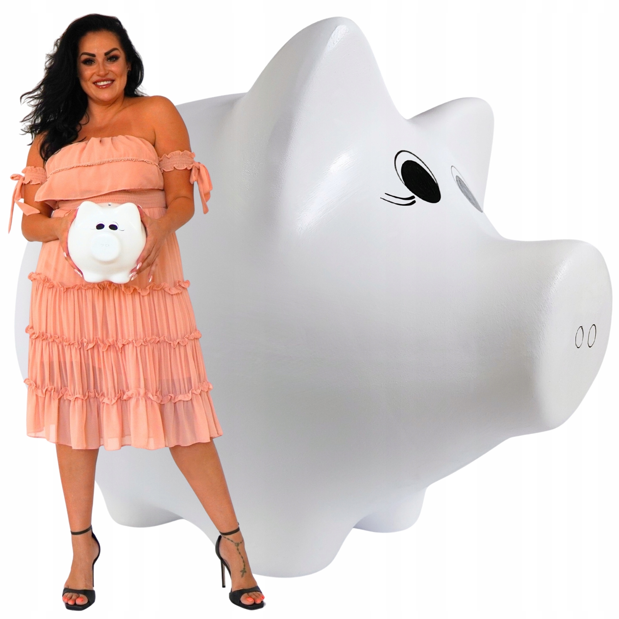 Bílá pokladnička Velká XL prostorná Keramická k rozbití pro dospělé děti