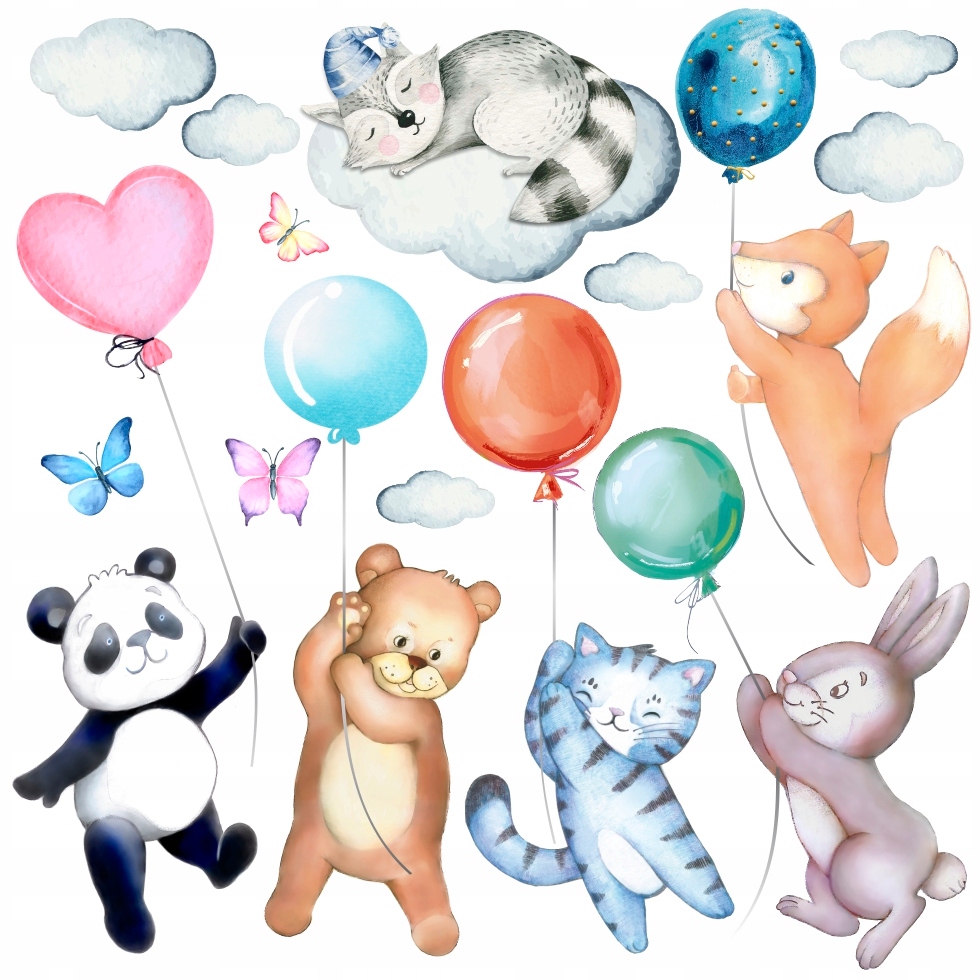 Наклейки ДЛЯ ДЕТЕЙ на стену воздушные шары воздушный шар ЖИВОТНЫХ