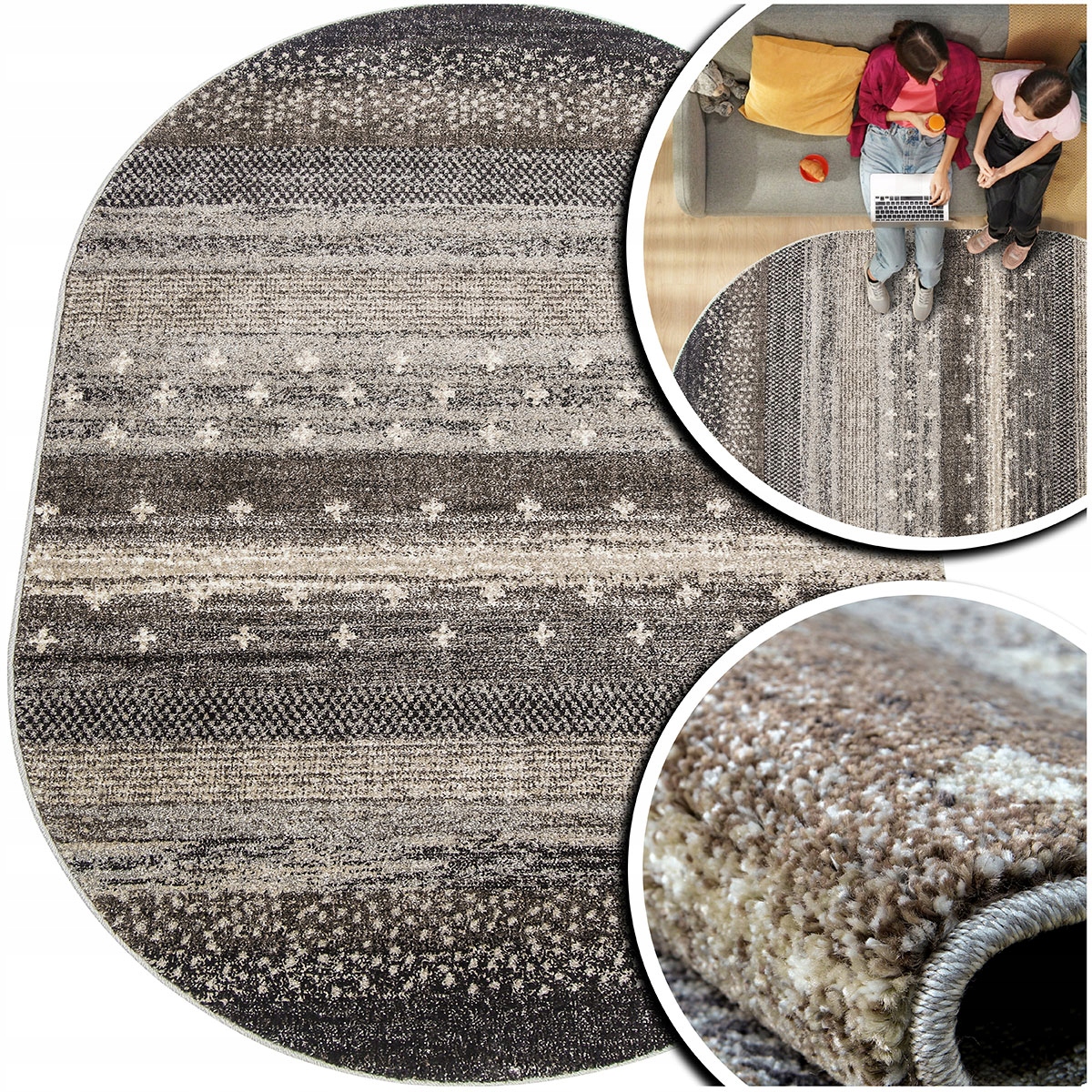 Oválný Koberec Hnědý Koberec Do Obývacího Pokoje Adventure Koberec Do Pokoje Ovál 140x200