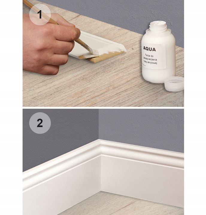 60x12 mm LISTWA PRZYPODŁOGOWA BIAŁA MDF DEKORACYJNA COKÓŁ promień R2 Szerokość 12 mm