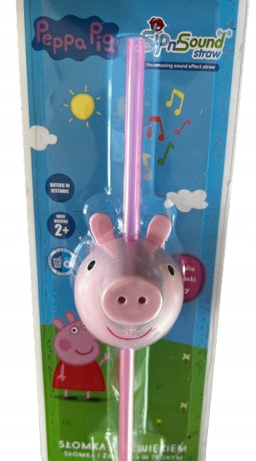 PEPPA PIG SŁOMKA ZE ŚWINKĄ PEPPĄ Z DŹWIĘKIEM I ZABAWKĄ RURKA GRAJĄCA Stan opakowania oryginalne