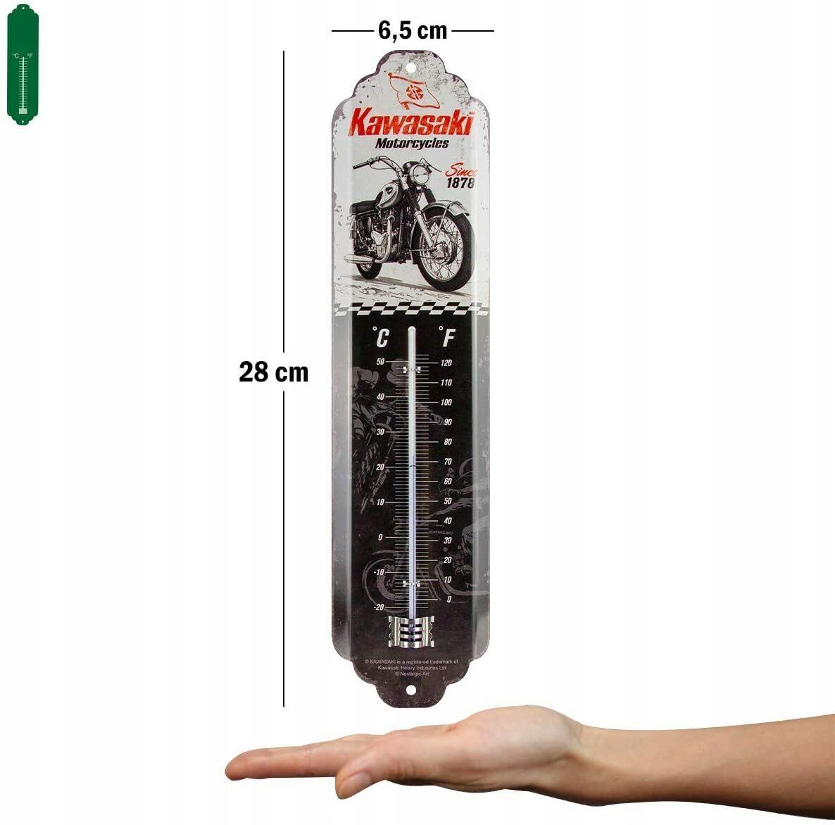 NOSTALGIC ART 80322 TERMOMETR KAWASAKI MOTORCYCLES Materiał metal