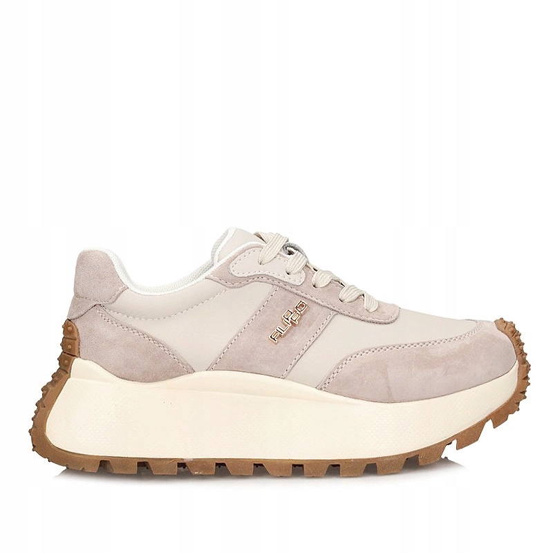 Tenisky Filippo DP6785/25 Be béžové kožené šněrovací na platformě