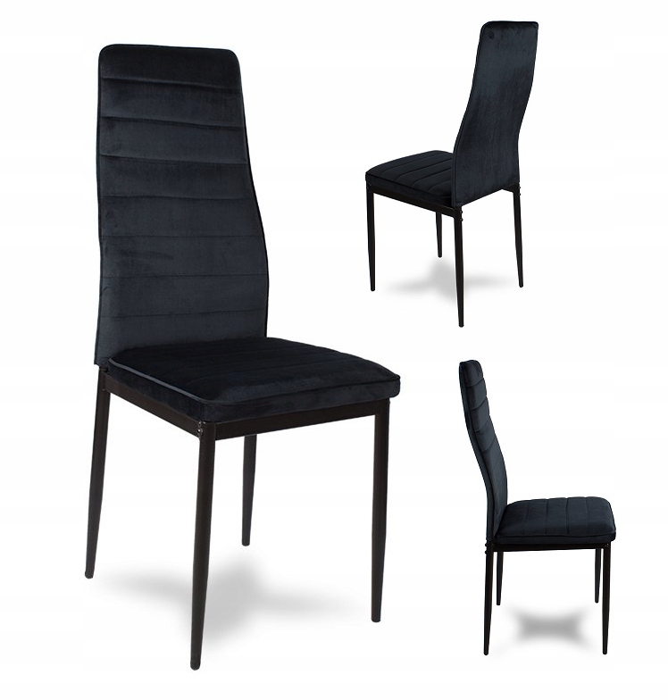 ModernHome LR-1494 Sada 4 ks jedálenských stoličiek Velvet, čierna