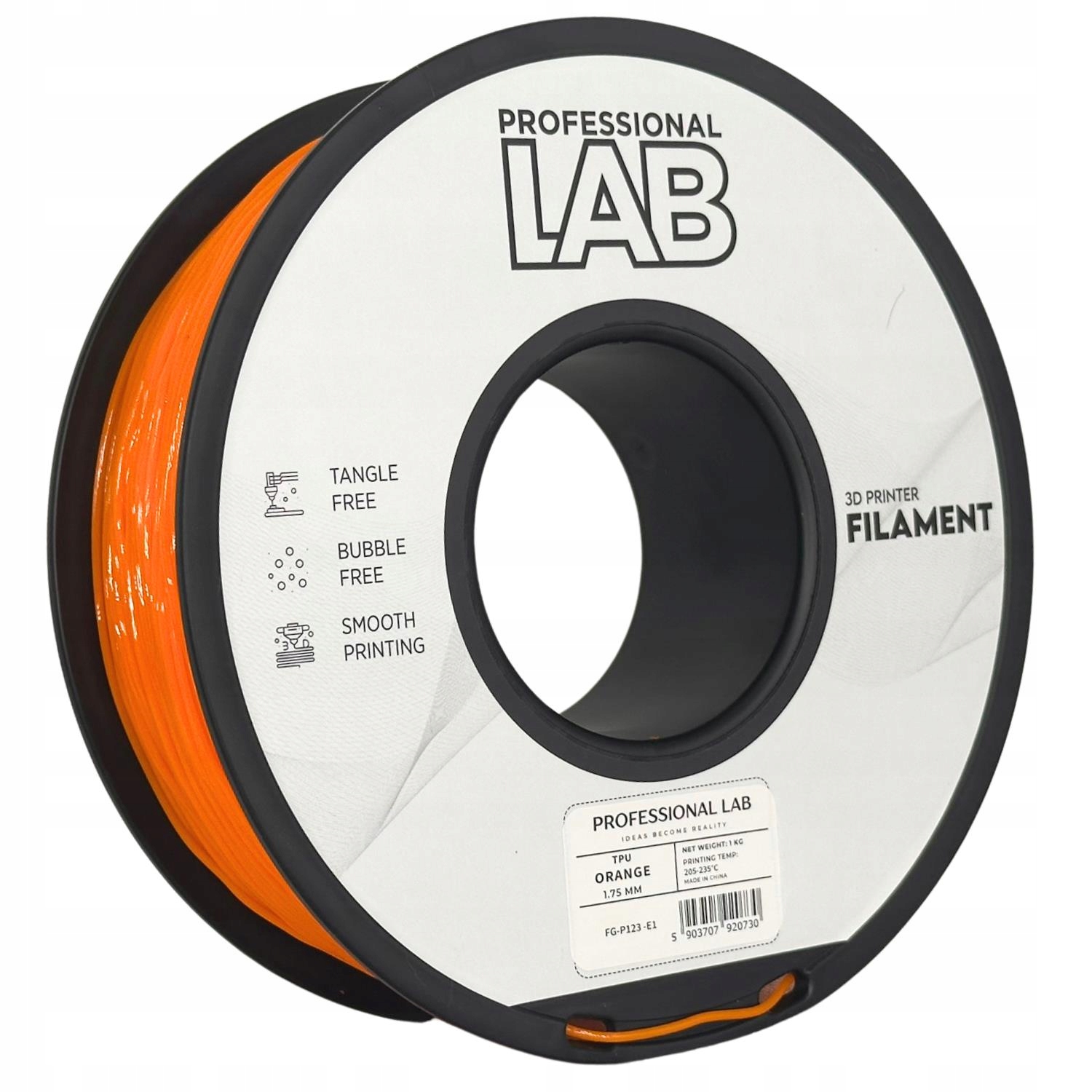 10 x Tpu Filament Orange Oranžový Prof. Lab. 1,75 mm 1000 g 3D tlačiareň