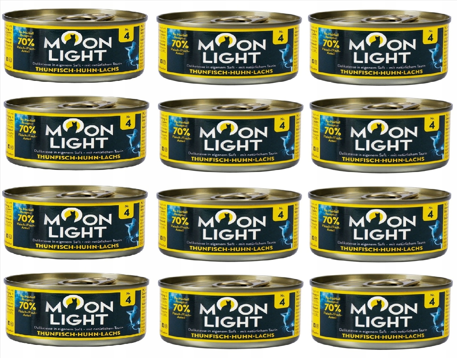 Moonlight č. – tuňák, kuře a losos ve vlastní šťávě – 12 x 80 g