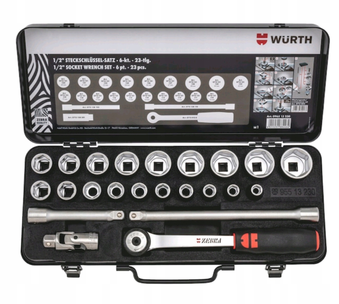 Wurth Sada Šesťhranných Kľúčov Zebra 1/2″ 23 Ks 096513230
