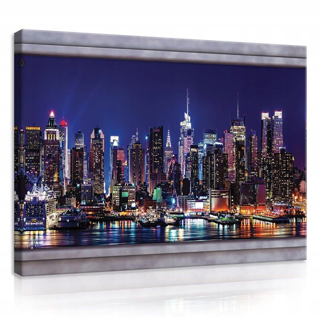 Obraz 100x75 Noční město mrakodrapy světla panorama krajina odraz