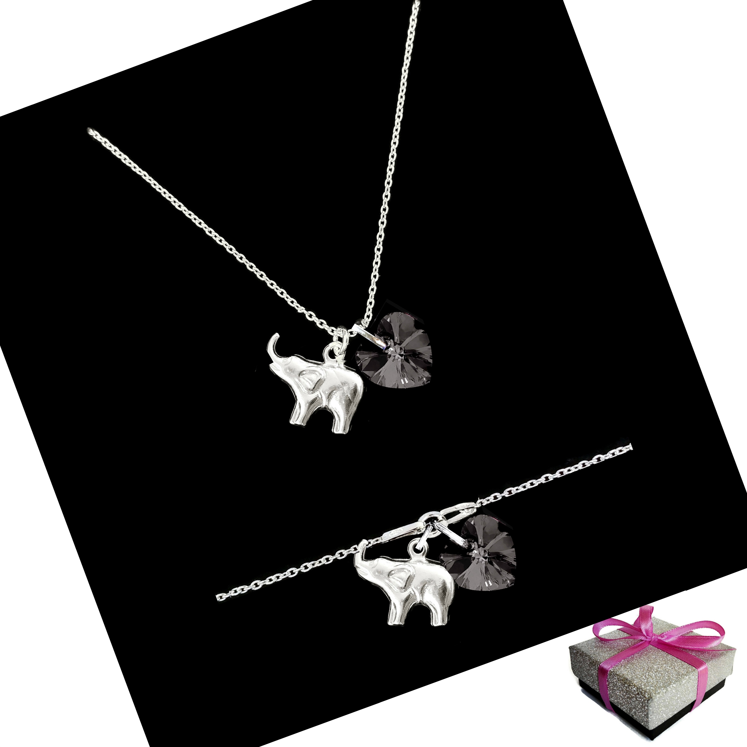 

Komplet Biżuterii Srebrnej Słonik Serce Pudełko