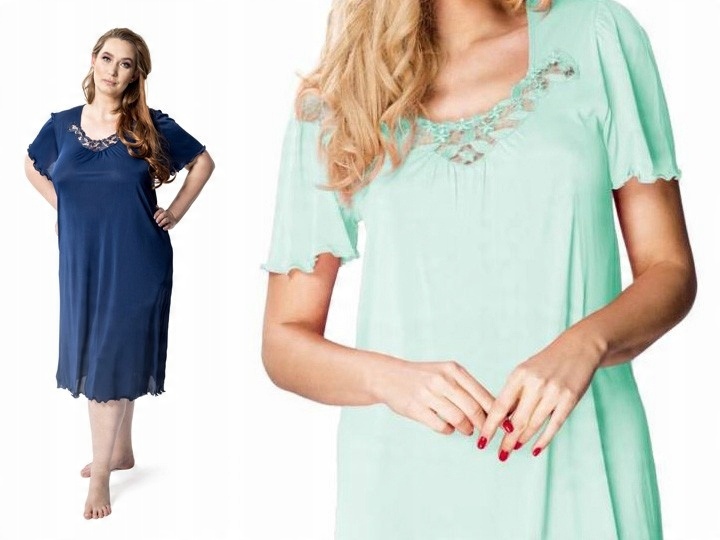 

Koszula nocna 2XL 50 Dla Puszystej Jedwab Mięta Mi